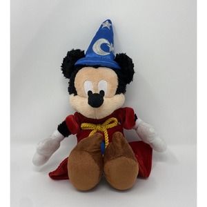 Disney Parks Sorcerer Mickey Mouse Fantasia 13" Plush Stuffed Animal Toy EUC